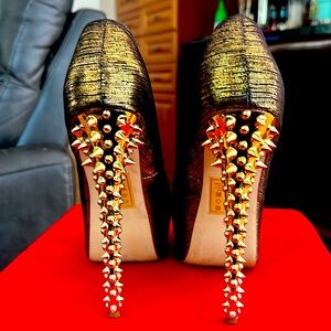 Gold studs platform stiletto heels